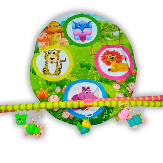 Colorful Baby Play Mat with Hanging Toys Jungle Animal Theme Activity Blanket