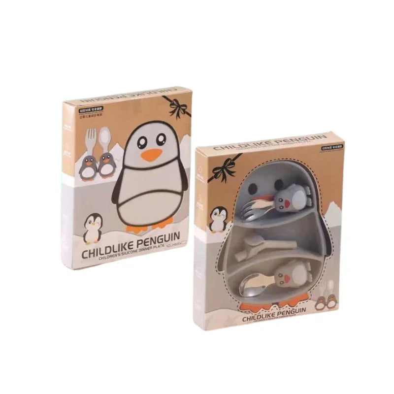 Childlike Penguin Silicone Dinner Set for Kids