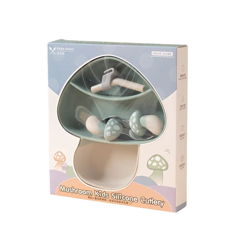 Mushroom Style Silicone Dinner Set for Kids