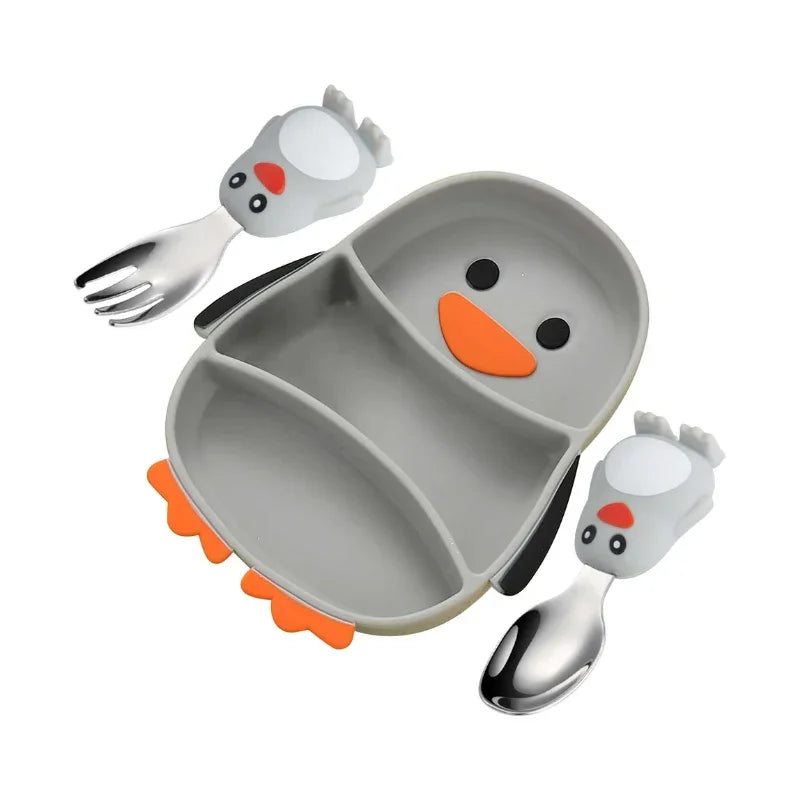 Childlike Penguin Silicone Dinner Set for Kids
