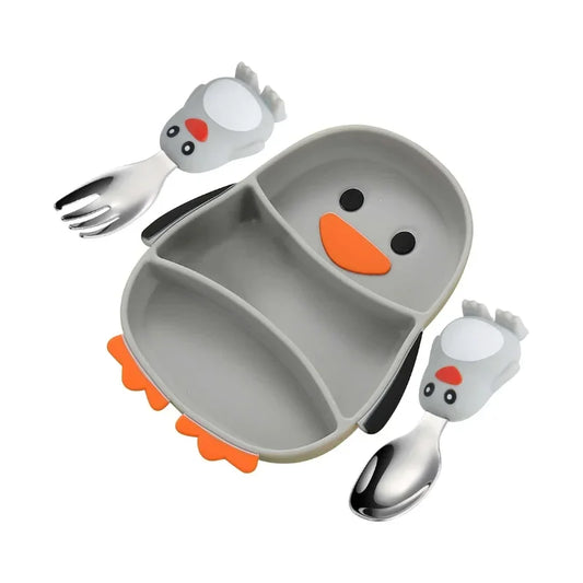 Childlike Penguin Silicone Dinner Set for Kids