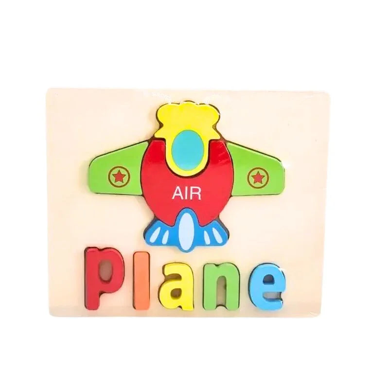 Interactive Wooden 3D Animal Name Puzzle for Kids