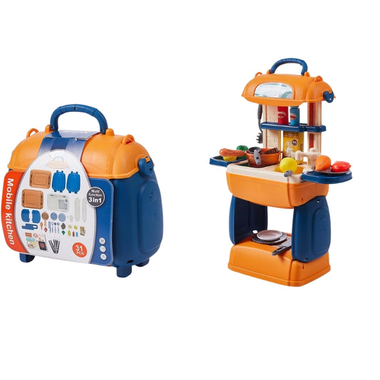 Warmiehomy Portable Kids Play Kitchen Set with Accessories and Shoulder Strap