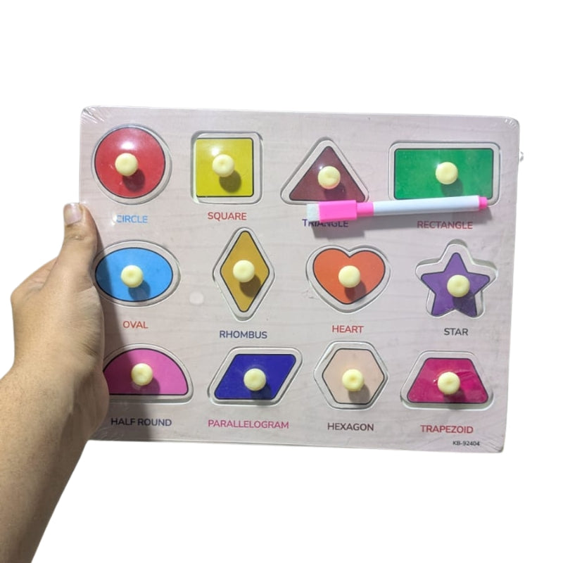 Toygenix Wooden Geometric Shape Knob Puzzle – 12-Piece Montessori Educational Toy for Toddlers | Deal