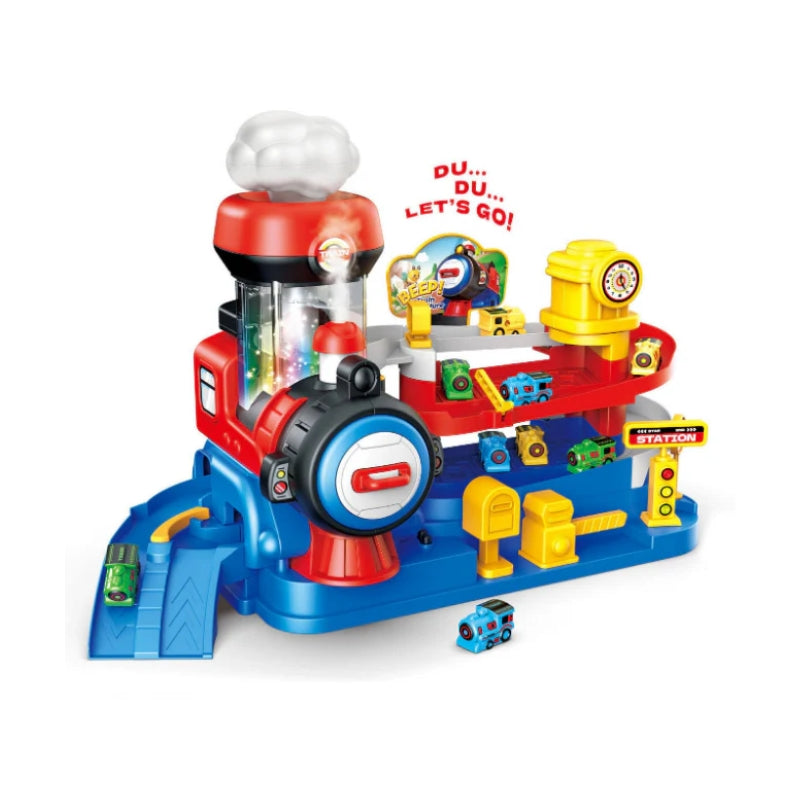 Interactive Electric Steam Train Station Track Set with Lights and Sound Effects