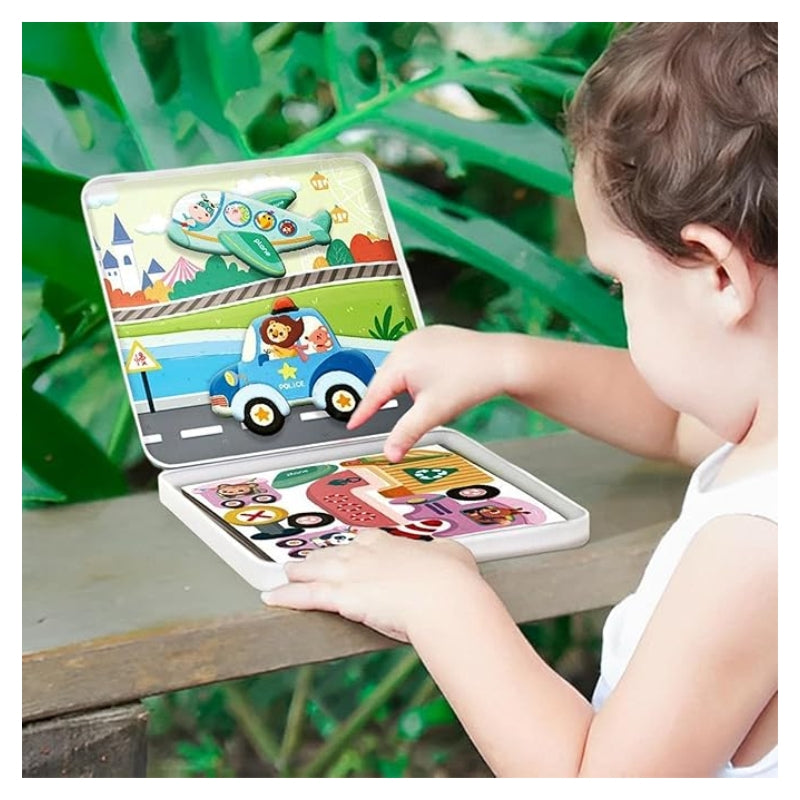 Toygenix Magnetic Transport & Animals Creative Puzzle Case – 2-in-1 Educational Travel Toy for Kids