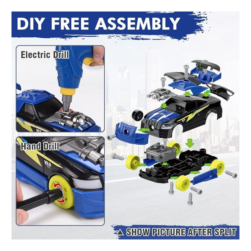 STEM Take Apart Racing Car Kit – 30-Piece DIY Construction Toy with Electric Drill