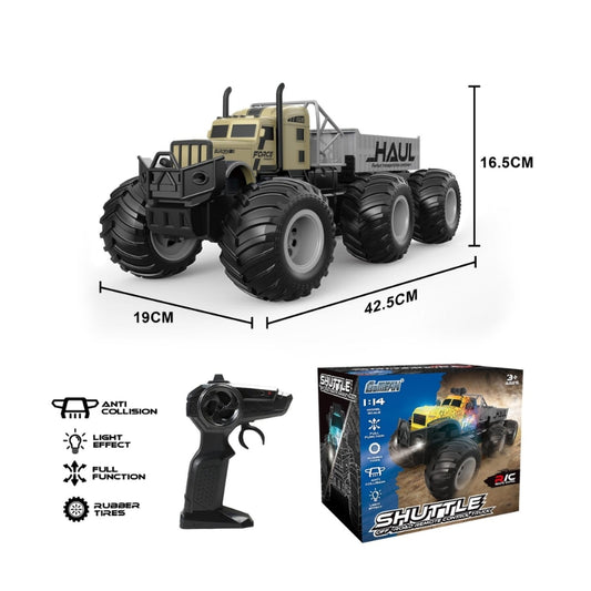 6-Wheel Off-Road Remote Control Monster Truck – 1:14 Scale Heavy-Duty Shuttle Hauler