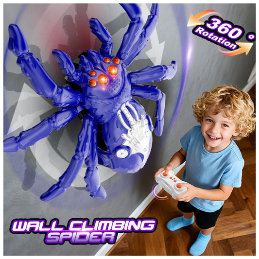 Wall Climbing RC Spider – 360° Rotating Remote Control Gravity-Defying Toy