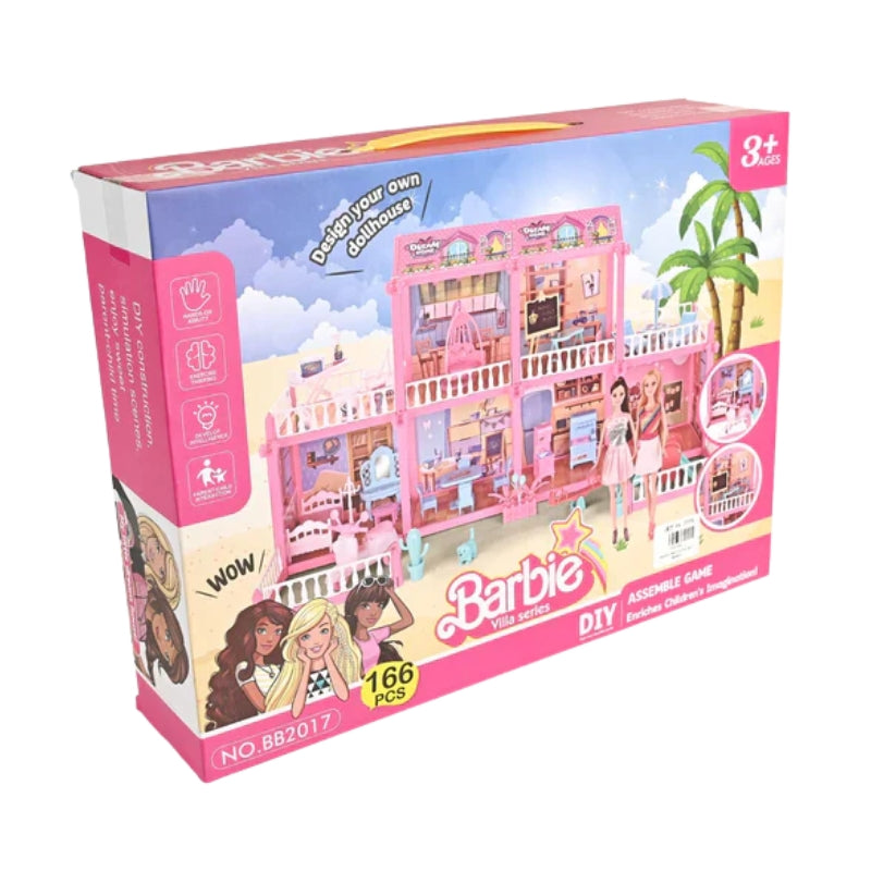 Barbie Villa Series DIY Dollhouse 166 Pcs Set | Luxury Dream House for Girls | Creative Building Playset