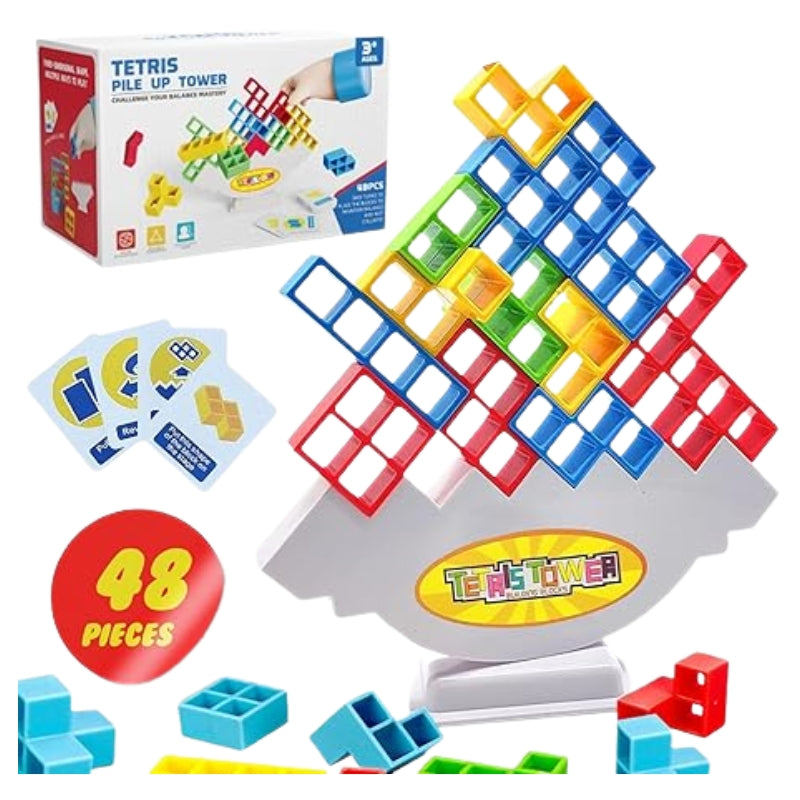 48-Piece Tetra Tower Balance Stacking Blocks Game