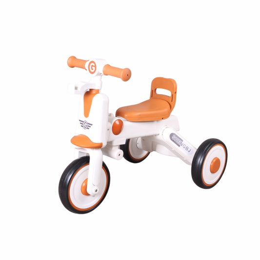Baby balance bike trike shown in orange color option