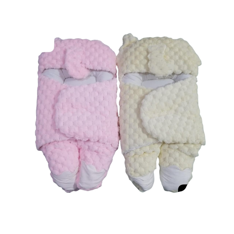 Doll Bear Paw Sleeping Sack Set - Cozy Pink & Cream Swaddle Wrap for Baby Dolls