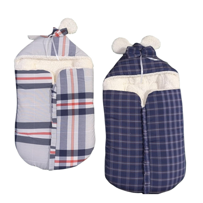 Luxury Plaid Doll Sleeping Bag - Sherpa Fleece Lined Snug Swaddle for Baby Dolls