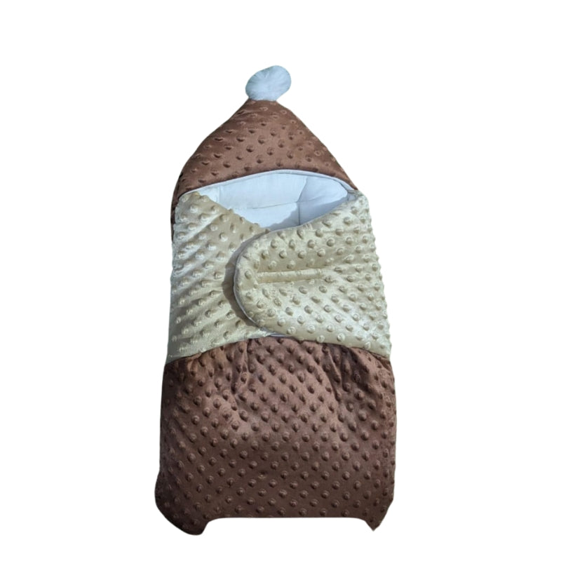 Minky Dot Cone Doll Sleeping Bag - Cozy Pom-Pom Hooded Swaddle Accessory