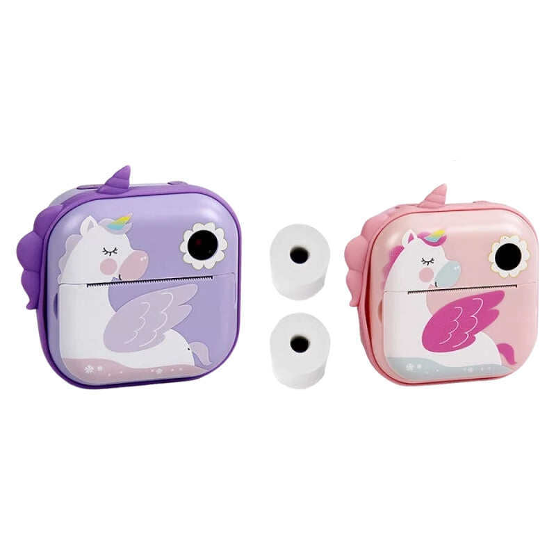 Kids Unicorn Instant Print Camera Toy - Digital Photo & Thermal Printer Camera (Pink/Purple)