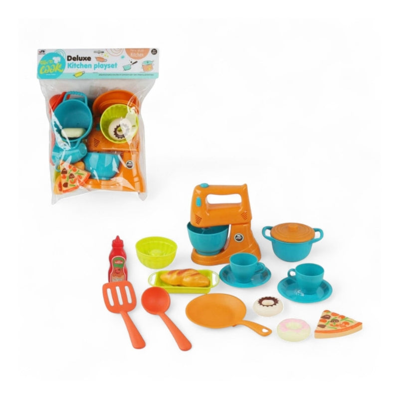 Deluxe Kitchen Playset for Kids | Cooking Pretend Play Toys Set with Utensils, Mixer & Food Accessories | Key to Shop