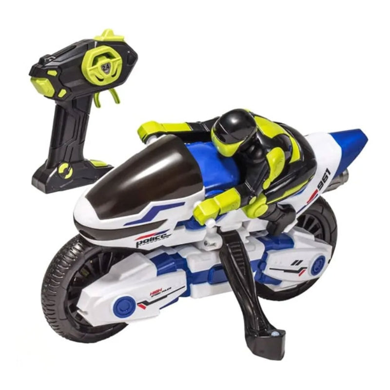 2.4GHz Rechargeable Remote Control Police Stunt Motorcycle with Rider