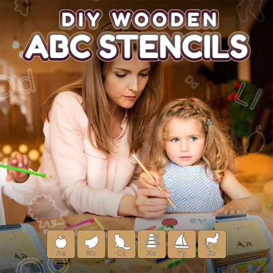 DIY Kids Wooden Stencils Drawing Kit - 24 Piece  (Alphabet  stencils set)