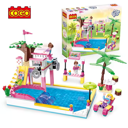 COGO Dream Girls Friends Summer Pool Party Building Set Friendship Splashing Pool Scene