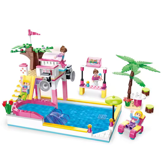 COGO Dream Girls Friends Summer Pool Party Building Set Friendship Splashing Pool Scene