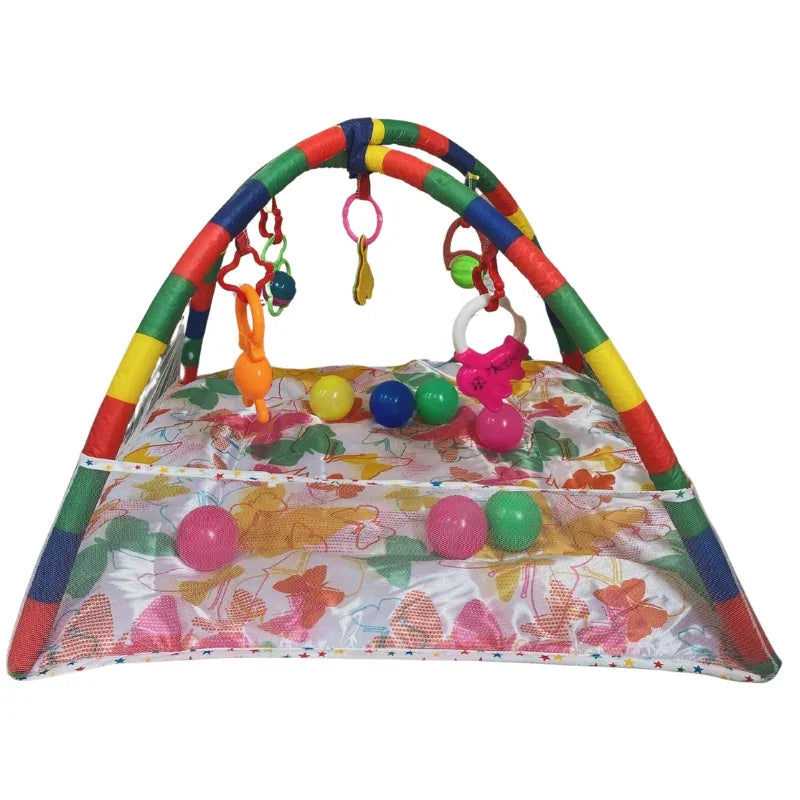 Colorful play gym with hanging rattles for newborn