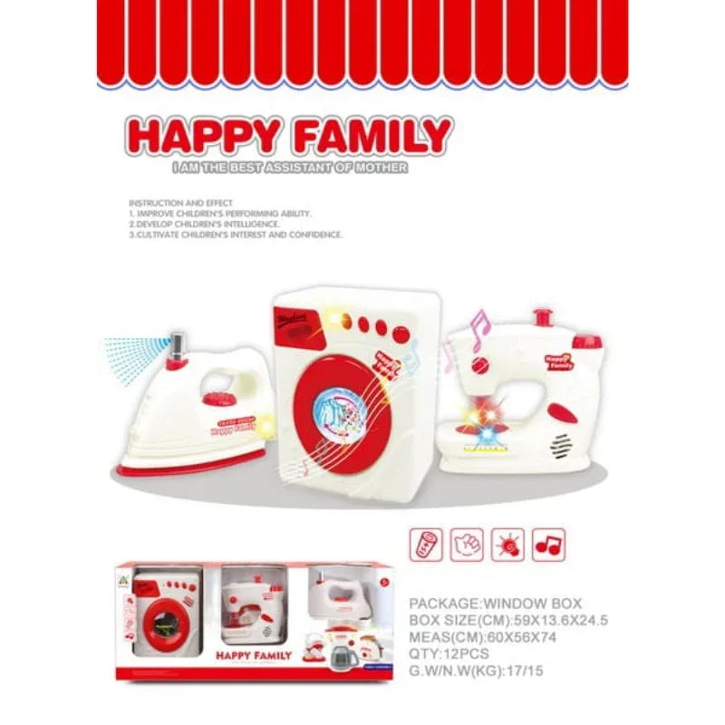 Happy Family 3 Pieces Household Appliances Playset For Girls