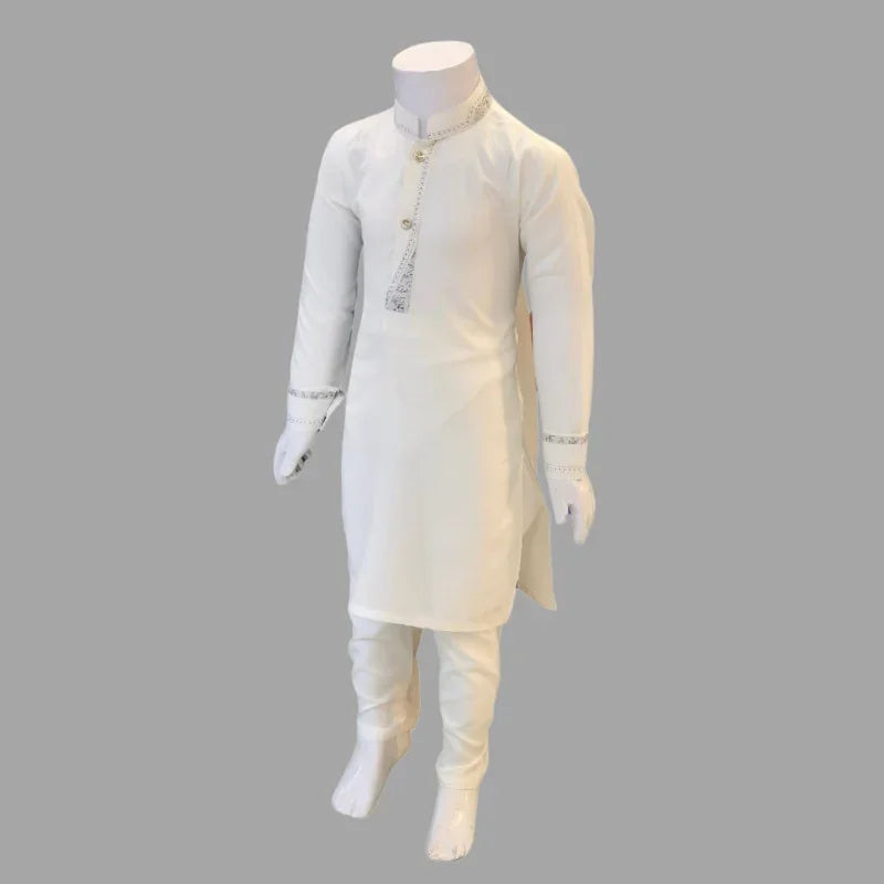 Black And White Polyester Shalwar Kameez For Kids