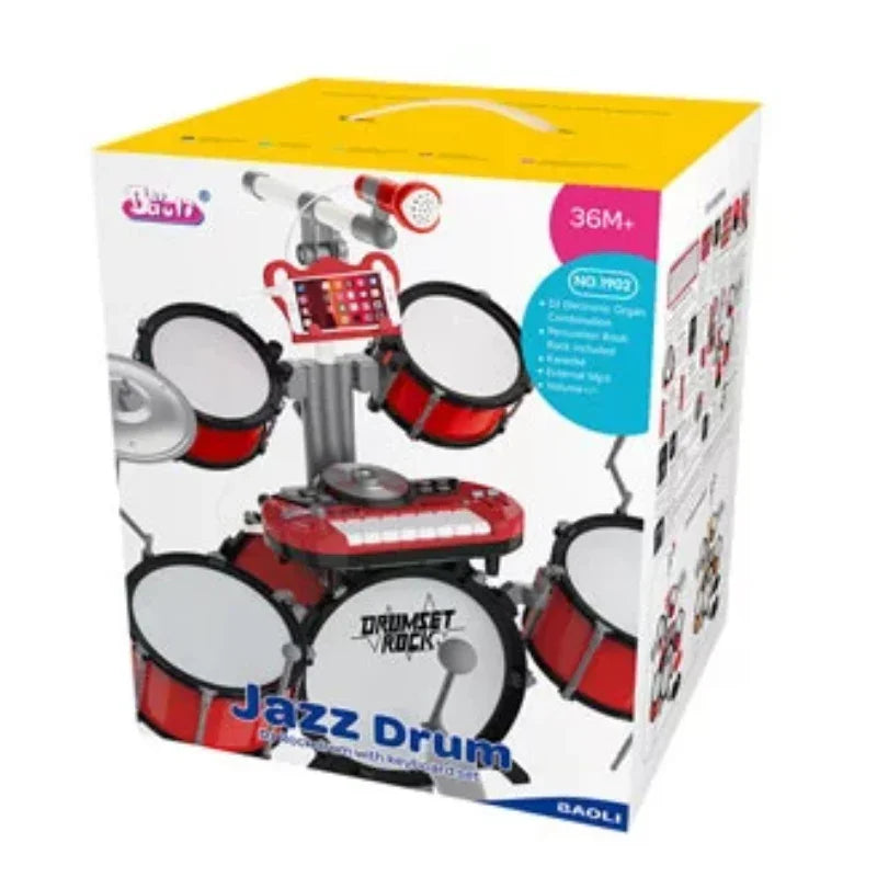 Jazz Drum With Microphone, Music Stand, Multifunction Keyboard and DJ Kit For Kids