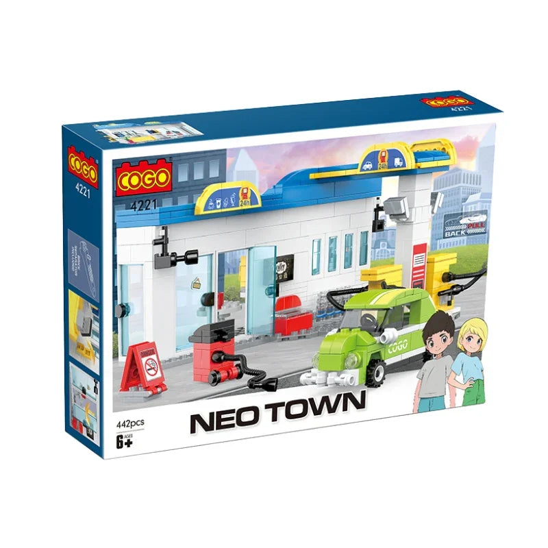 Cogo City Gas Station Building Block Set For Kids