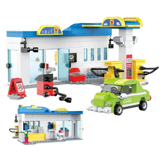 Cogo City Gas Station Building Block Set For Kids