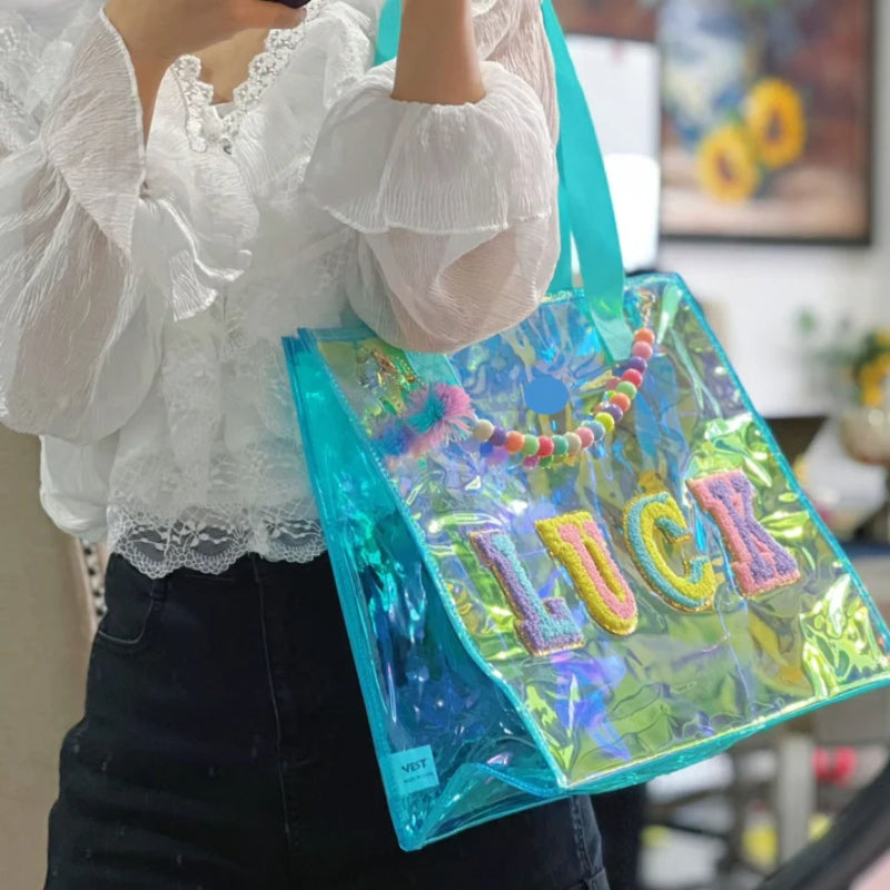 Holographic beach bag clearance