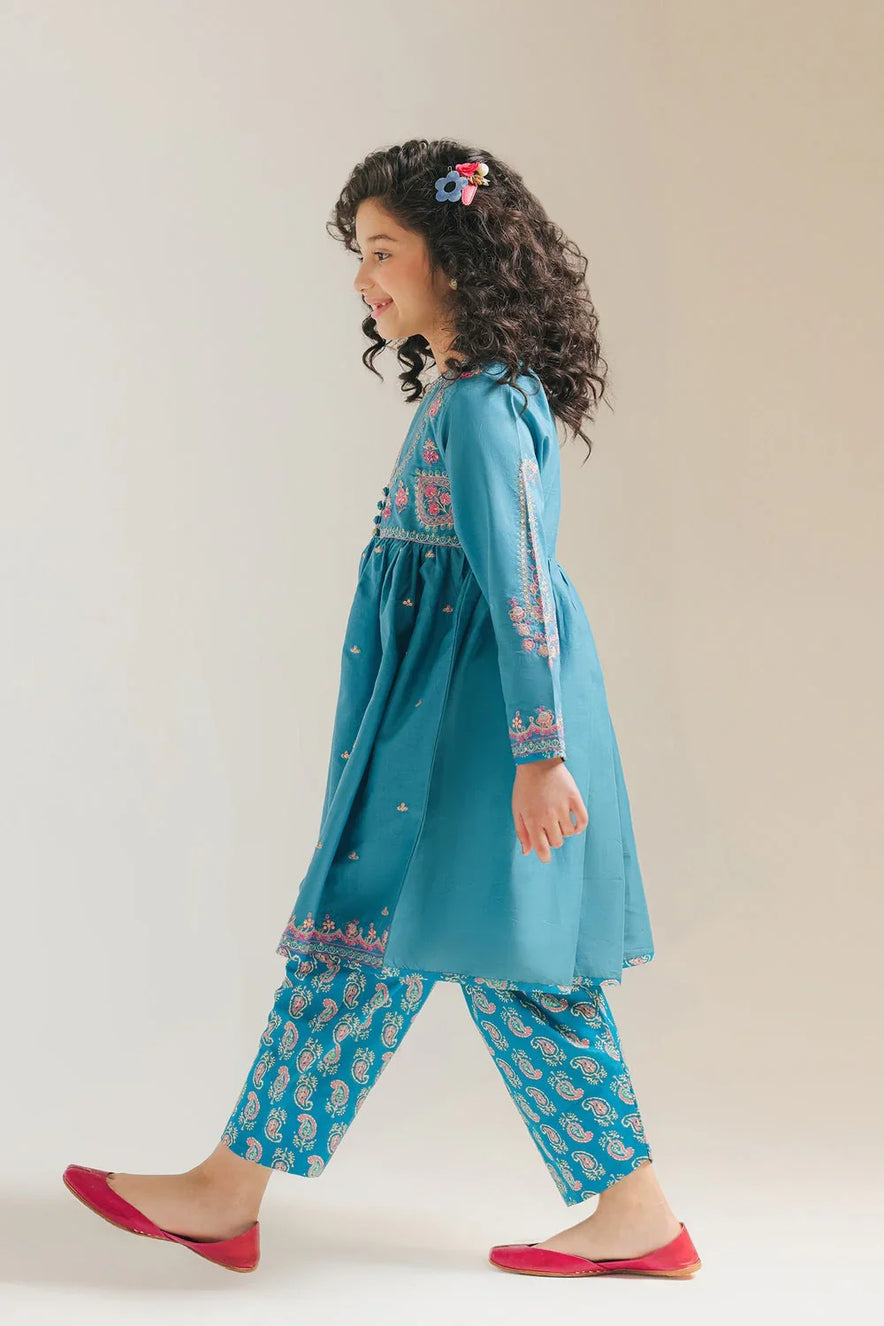 Graceful Frock Style Suit with Embroidery and Classic Shalwar