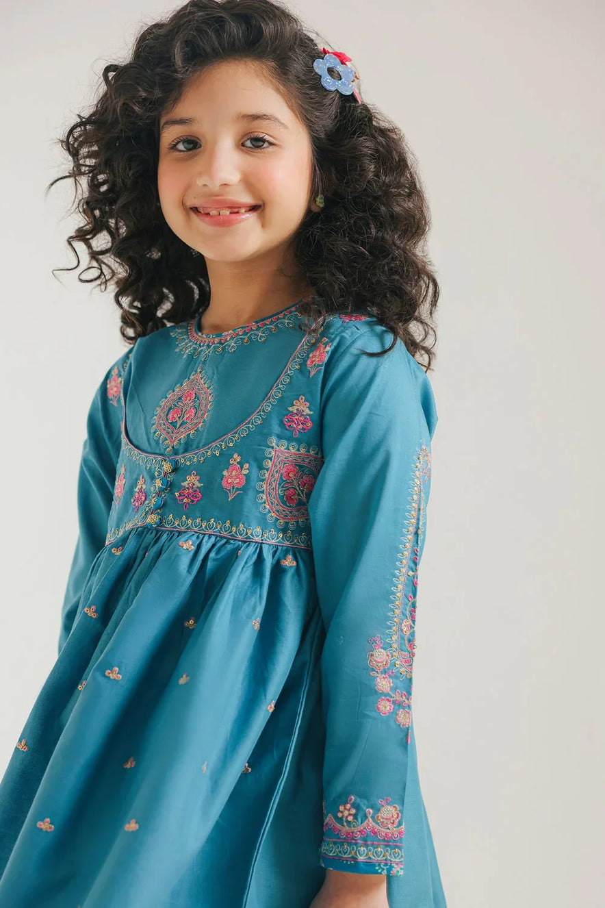 Graceful Frock Style Suit with Embroidery and Classic Shalwar