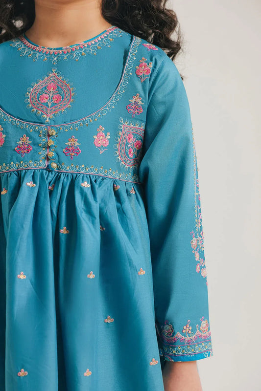 Graceful Frock Style Suit with Embroidery and Classic Shalwar