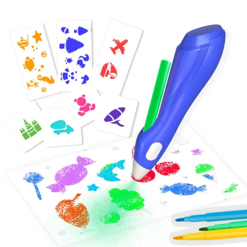 Electric Multicolor Blow Pen For Kids - 12 Colors