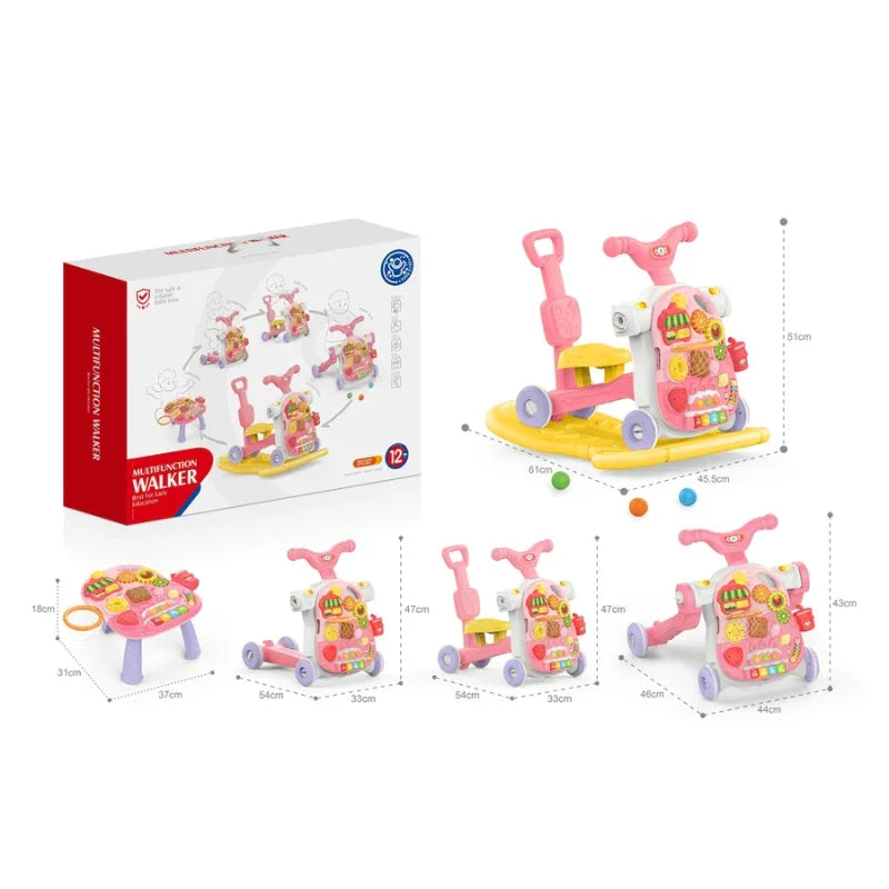 Baby Multifunction Walker 5 Game Panel Sit-To-Stand Walker
