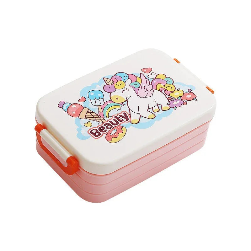 Dual Compartment Spacious Lunch Box With 2 In 1 Spork For Kids