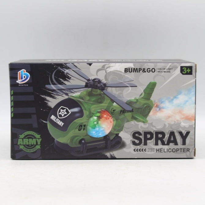 Military Spray Helicopter Toy with Light and Music – Action-Packed Aerial Fun for Kids