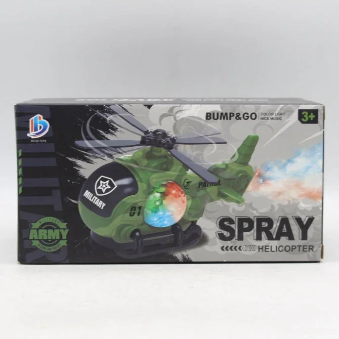 Military Spray Helicopter Toy with Light and Music – Action-Packed Aerial Fun for Kids (Deal)