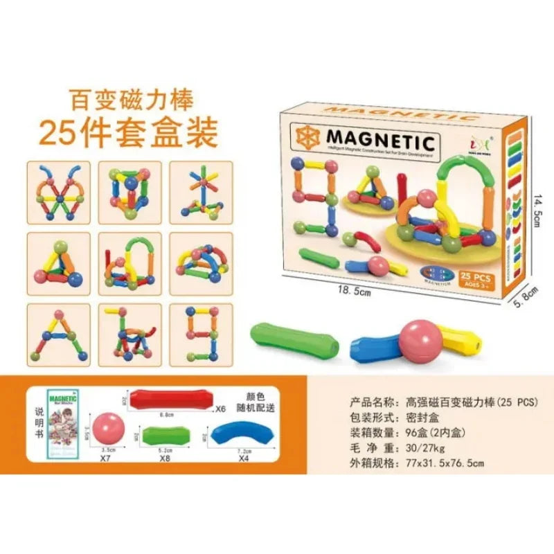 Magnetic Building Bar Blocks – Creative STEM Construction Set for Kids