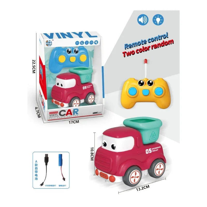 Cute Remote Control Cartoon Dump Truck – Rechargeable & Colorful Fun for Kids