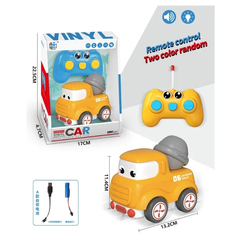 Cute Remote Control Cartoon Dump Truck – Rechargeable & Colorful Fun for Kids