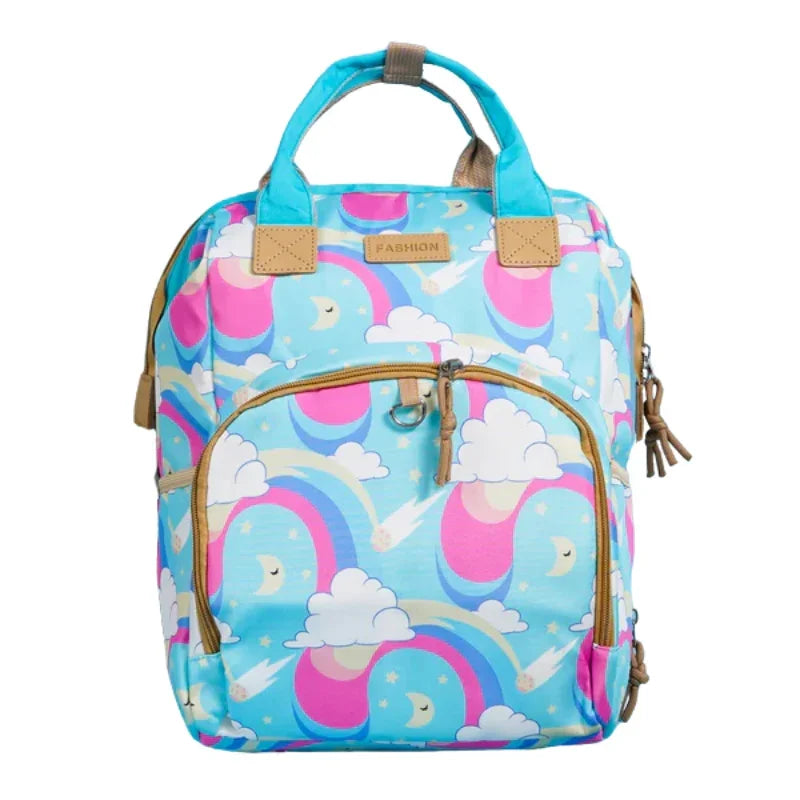 Sunshine Waterproof Rainbow Baby Diaper Bag Sea Green Stylish Spacious for On the Go Moms