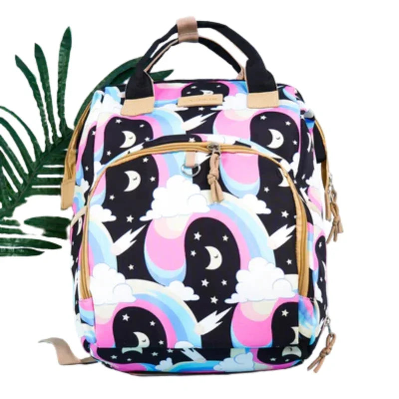 Sunshine Waterproof Rainbow Baby Diaper Bag Sea Green Stylish Spacious for On the Go Moms