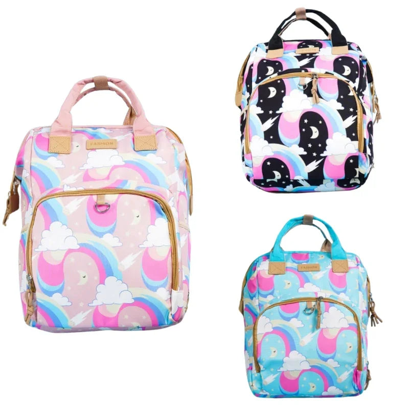 Sunshine Waterproof Rainbow Baby Diaper Bag Sea Green Stylish Spacious for On the Go Moms