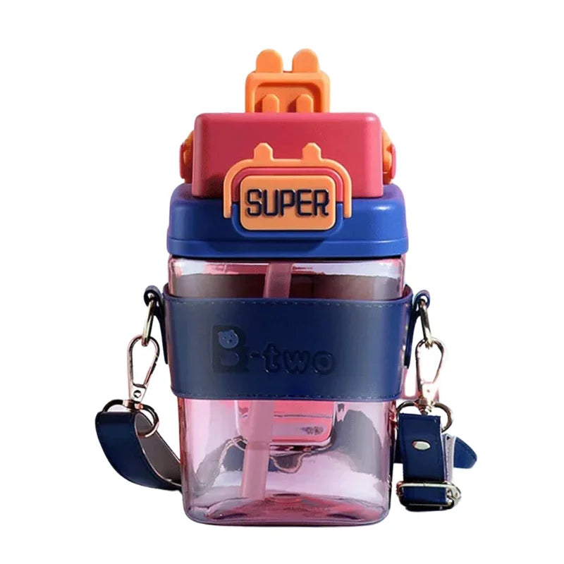 Cartoon Tritan Straw Water Bottle For Kids