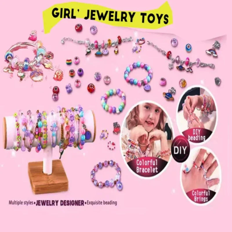DIY Beaded Necklace, Bracelet & Ring Jewellery Toy Set For Girls