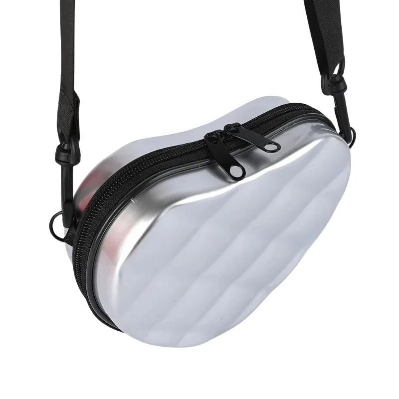 Fancy Heart Designed Plastic Hand Bag For Girls - Silver