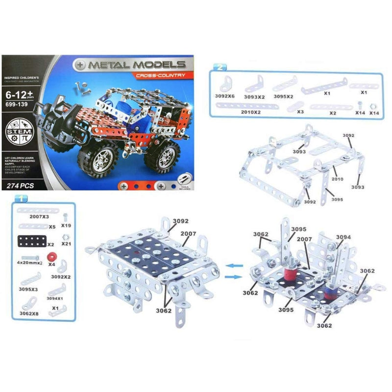 IntelloPlay Metal Toy 274 Pieces STEM Building & Construction Set